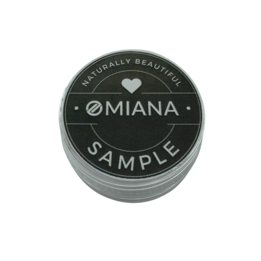 Omiana makeup sample container for shade matching and ingredients sensitivity testing before purchasing full size.