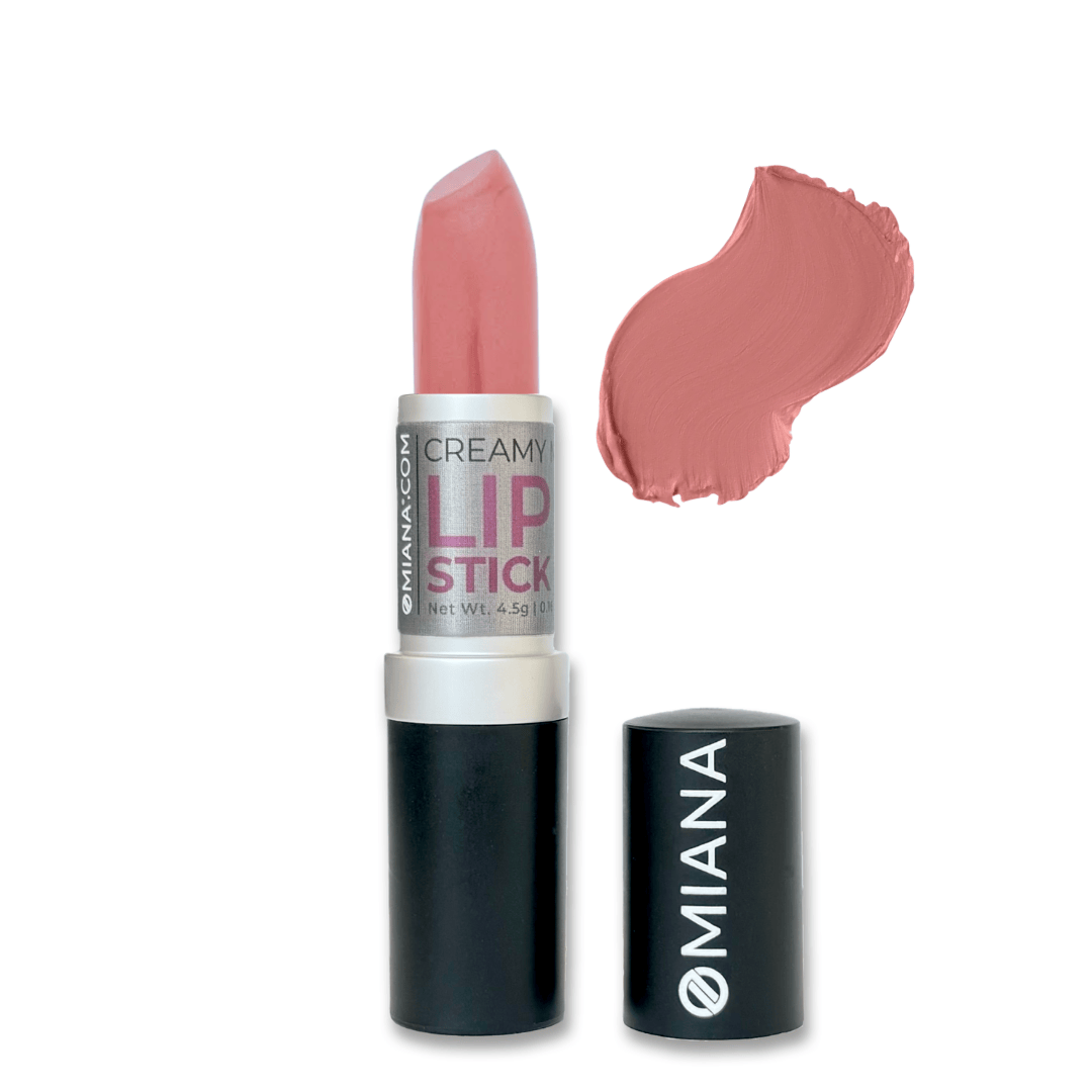 Omiana Natural Cosmetics Lipstick Matte Light Pink Creamy Mineral Lipstick - Titanium Dioxide-Free + Mica-Free Options!