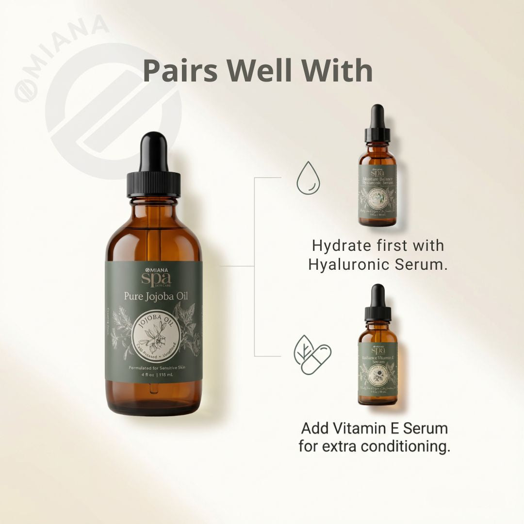 Omiana Natural Cosmetics Oil Pure Jojoba Oil – Lightweight, Cold-Pressed Moisturizing Oil for Sensitive Skin